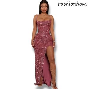 Fashion Nova Pink Maxi Gown Sweetheart Neckline